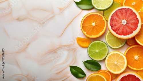 citrus fruit background with sliced f oranges lemons lime tanger