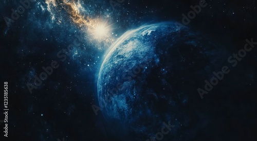 Stunning Earth Space View with Nebula and Starburst