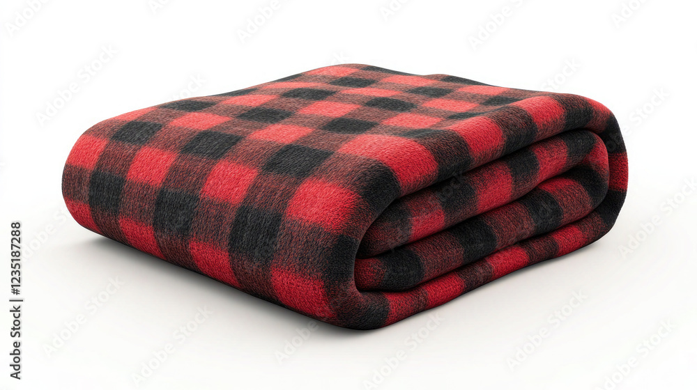 Red and Black Buffalo Plaid Throw Blanket, Folded Red and Black Buffalo Plaid Throw Blanket, Folded