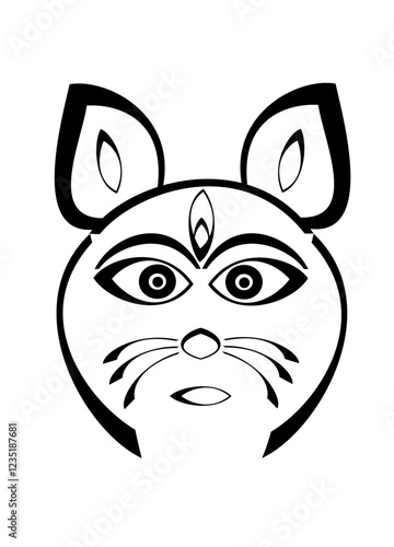 Cat heead on white background.