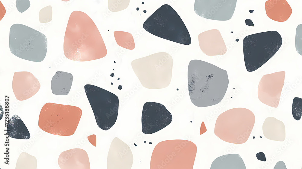 Fototapeta premium Geometric shapes in muted tones, abstract minimal style, seamless pattern background. Minimal Geometry. Illustration