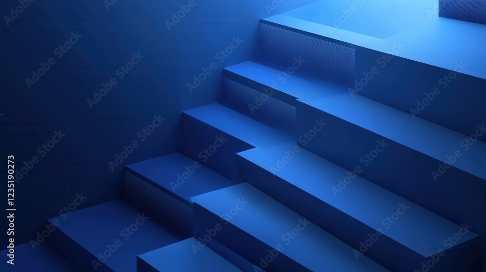 Abstract Blue Staircase Design with Modern Geometric Shapes Abstract Blue Staircase Design with Modern Geometric Shapes