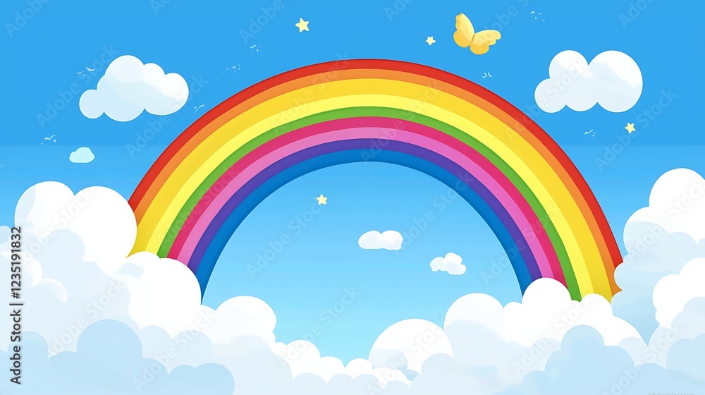 A vibrant rainbow arching across the sky after a storm, symbolizing renewal and hope. A vibrant rainbow arching across the sky after a storm, symbolizing renewal and hope.