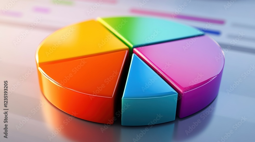 Obraz premium A 3D rendered pie chart with a gradient background.