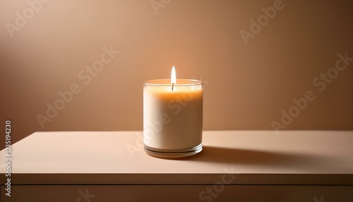 Wallpaper Mural an elegant composition featuring a burning candle in a soft warm light against a beige background the minimalist style emphasizes simplicity and tranquility perfect for peaceful moments Torontodigital.ca