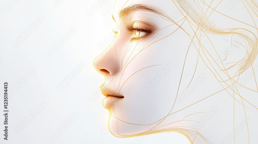 Silhouette of a womans face highlighted with golden ratio lines representing beauty and proportion in art. Generative AI Silhouette of a womans face highlighted with golden ratio lines representing beauty and proportion in art. Generative AI
