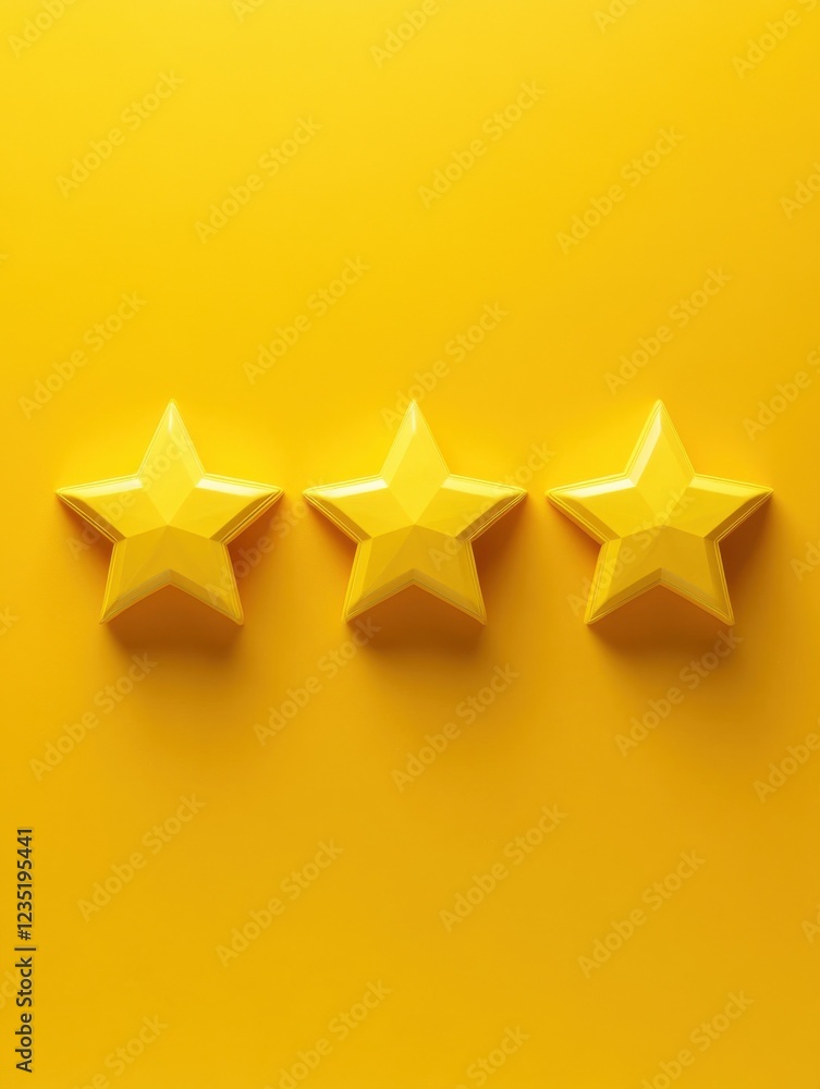 Obraz premium Five-star customer satisfaction and quality control feedback, yellow background