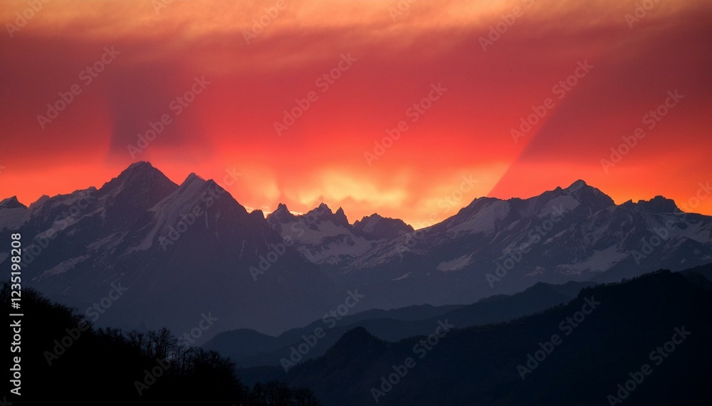 red sunset inside the mountains red sunset inside the mountains
