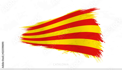 Catalonia National Flag with Textured Brush Strokes.