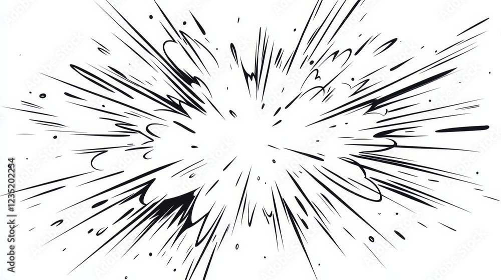 Obraz premium Cartoon Line Effects and Sparks – Comic Doodle Hand-Drawn Splashes, Burst, and Explosion Elements