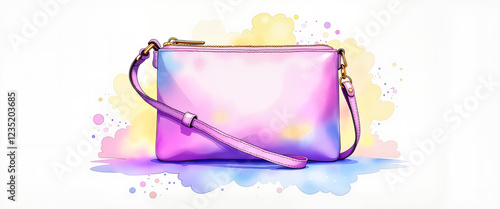 Colorful pastel wristlet purse illustration on white background, stylish design