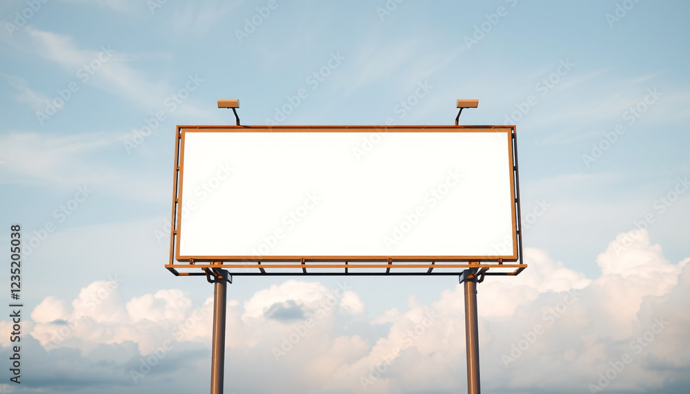 Large blank outdoor billboard on a metal frame, positioned against a cloudy sky, ideal for advertising, promotions, or announcements in a modern urban environment. Large blank outdoor billboard on a metal frame, positioned against a cloudy sky, ideal for advertising, promotions, or announcements in a modern urban environment.
