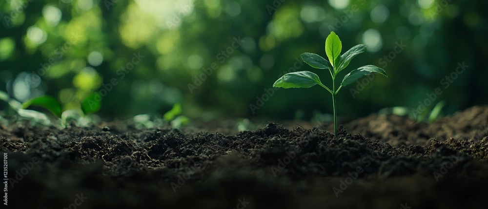 Hope for a Sustainable Future: Growing Sapling Thriving in a Healthy Ecosystem, Symbolizing Renewal, Ecology, and Environmental Conservation Hope for a Sustainable Future: Growing Sapling Thriving in a Healthy Ecosystem, Symbolizing Renewal, Ecology, and Environmental Conservation