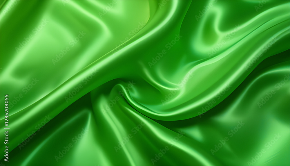 Elegant green satin fabric with smooth waves and glossy texture. Luxurious textile drapery, silky folds, and rich colors create a flowing, rippled surface. Perfect for fashion, decoration, and design. Elegant green satin fabric with smooth waves and glossy texture. Luxurious textile drapery, silky folds, and rich colors create a flowing, rippled surface. Perfect for fashion, decoration, and design.