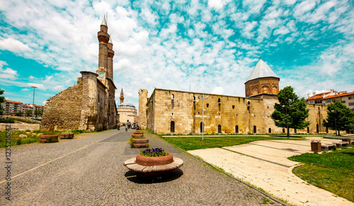 Cifte Minareli Medrese (Double Minaret Thelogical Schools). The structure is located at the city center. The structure has the biggest portal among the other theological schools in Anatolia. Sivas . photo