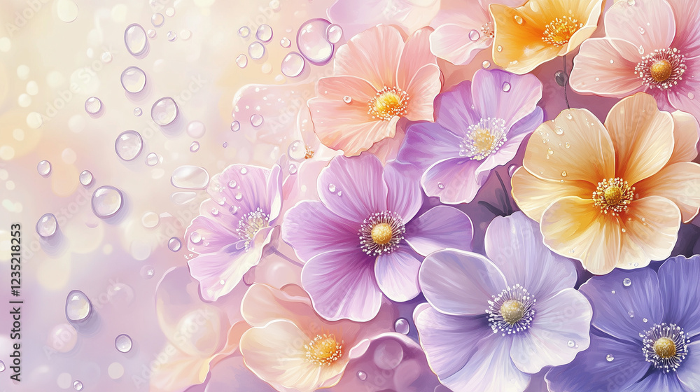 water drops on purple flower background water drops on purple flower background