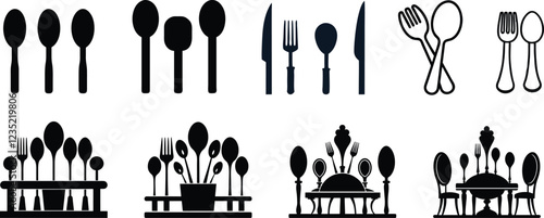 set of cutlery silhouettes