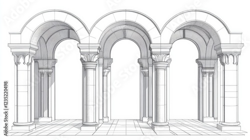 Art deco arch window and door frames, entrance doorways and gateway, vector architectural line drawing. Ancient classic architecture arch doors with arcs of Medieval temple, palace or mosque doorways