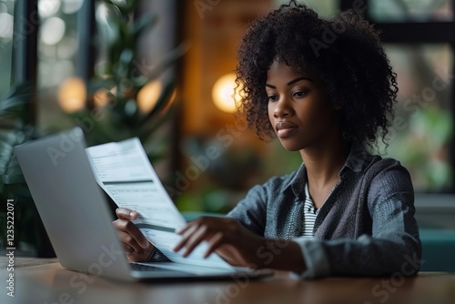 African American Female Tax Professional Utilizing E-Invoice photo