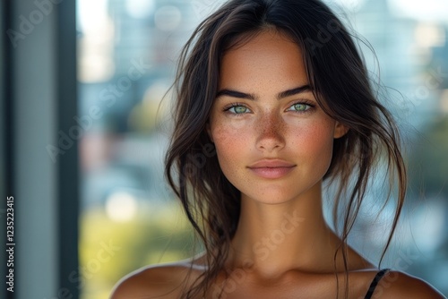 Young woman with natural beauty posing in urban setting Free Download Young woman with natural beauty posing in urban setting - GFXLoad