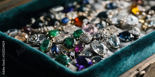A Stunning and Glimmering Collection of Beautifully Colorful Gemstones in an Elegant Jewelry Box