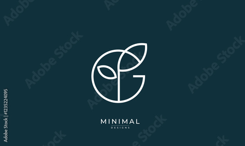 Alphabet letter icon logo G with a tree / Leaf 