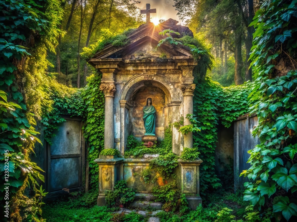 Fototapeta premium Abandoned Lapis Voto Shrine: Urban Exploration Photography - Decaying Beauty