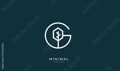 Alphabet letter icon logo G with a tree / Leaf 