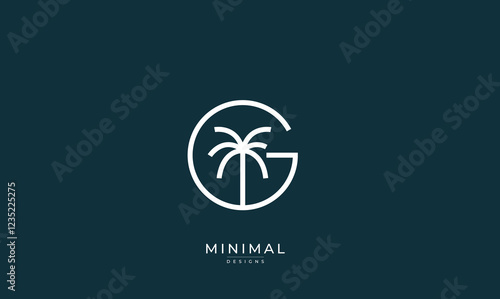 Alphabet letter icon logo G with a tree / Leaf 