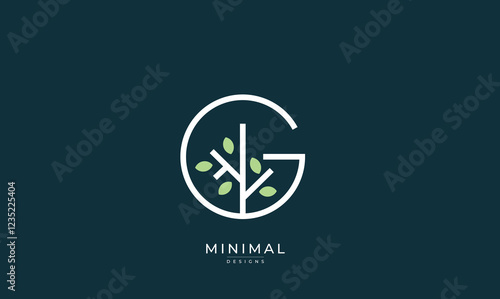 Alphabet letter icon logo G with a tree / Leaf 