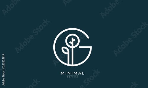 Alphabet letter icon logo G with a tree / Leaf 