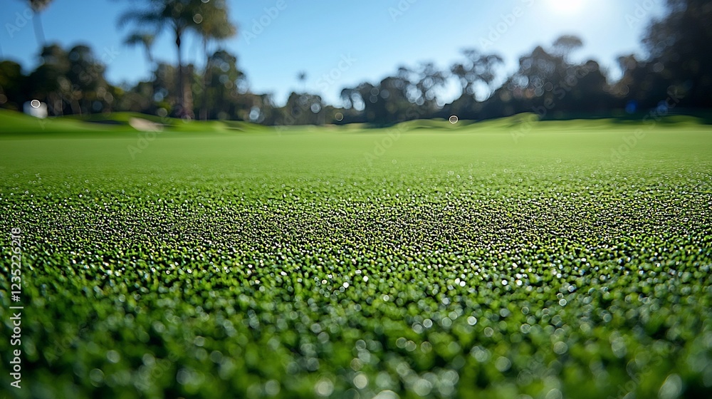 Close-Up View of a Lush Green Golf Course on a Sunny Day Close-Up View of a Lush Green Golf Course on a Sunny Day