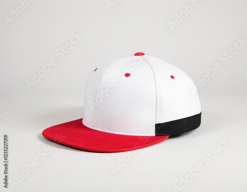 Stylish unisex cap featuring a red brim and a sleek white body, perfect for casual wear.