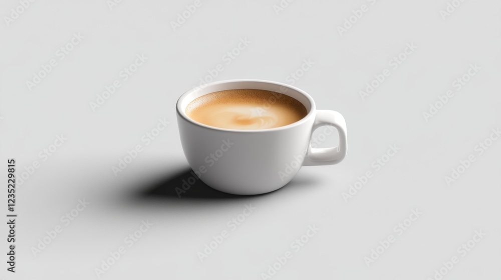 A minimalist view of a white ceramic cup filled with freshly brewed coffee, featuring beautifully swirled cream blending into the rich brown beverage at the surface. A minimalist view of a white ceramic cup filled with freshly brewed coffee, featuring beautifully swirled cream blending into the rich brown beverage at the surface.
