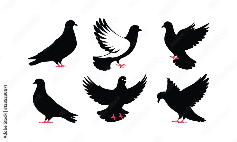 Obraz premium Collection of Unique Vector Illustrations: Birds Teacups in Vibrant Colors