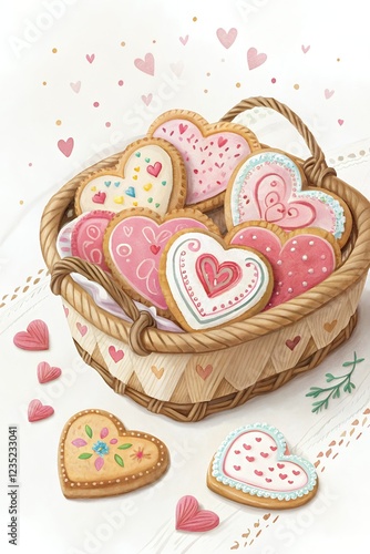 Sweet Heart Shaped Cookies in Basket Valentine s Day Treats