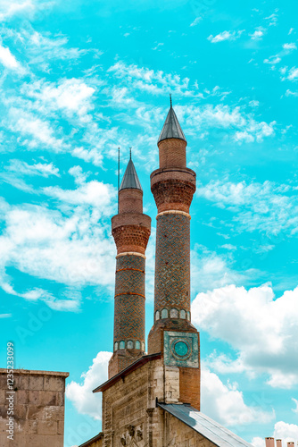 Cifte Minareli Medrese (Double Minaret Thelogical Schools). The structure is located at the city center. The structure has the biggest portal among the other theological schools in Anatolia. Sivas . photo