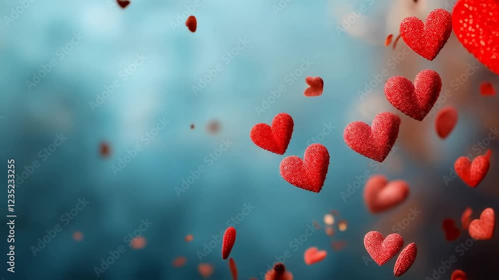 A Whimsical Display of Floating Hearts in a Romantic Setting A Whimsical Display of Floating Hearts in a Romantic Setting