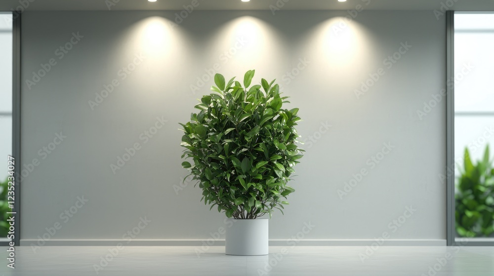 Fototapeta premium Indoor plant in modern office, bright lighting