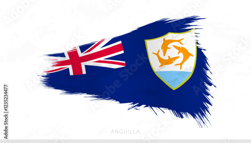 Anguilla National Flag with Textured Brush Strokes.