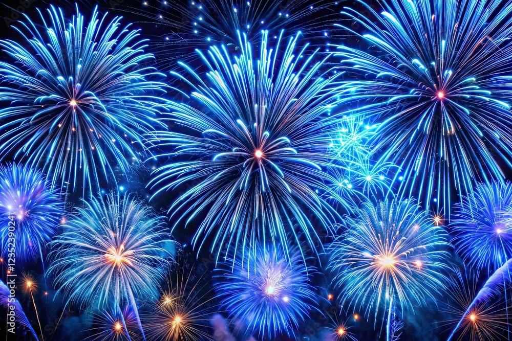 Abstract Blue Fireworks Celebration Macro Background AI Photo Abstract Blue Fireworks Celebration Macro Background AI Photo