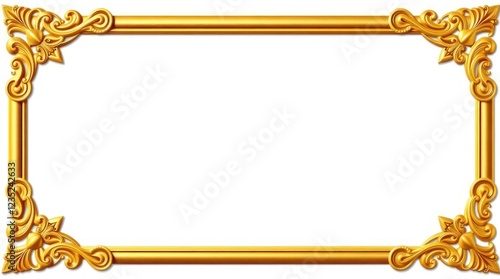 clean, elegant golden frame border on a plain white background, with luxurious and minimalist design elements