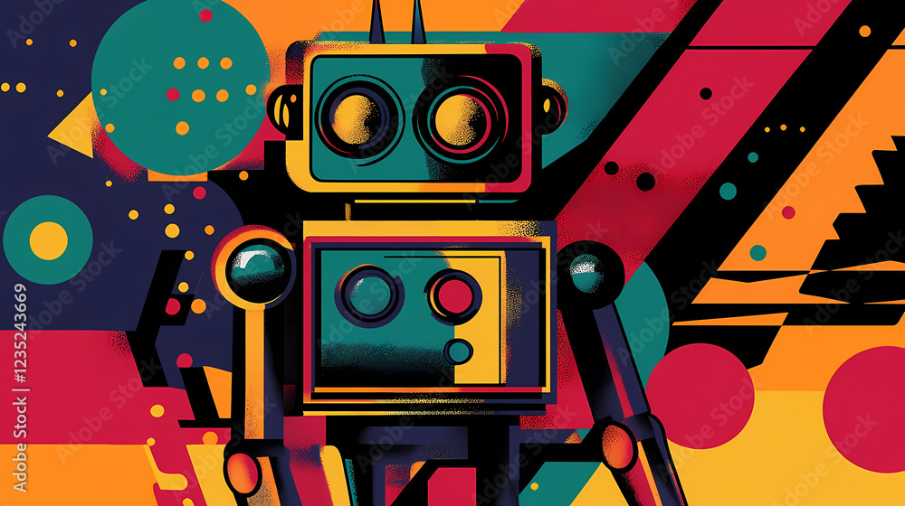 Obraz premium colorful pop art robot