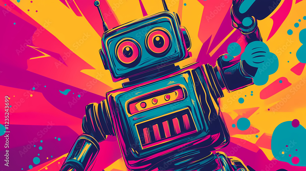 Fototapeta premium colorful pop art robot