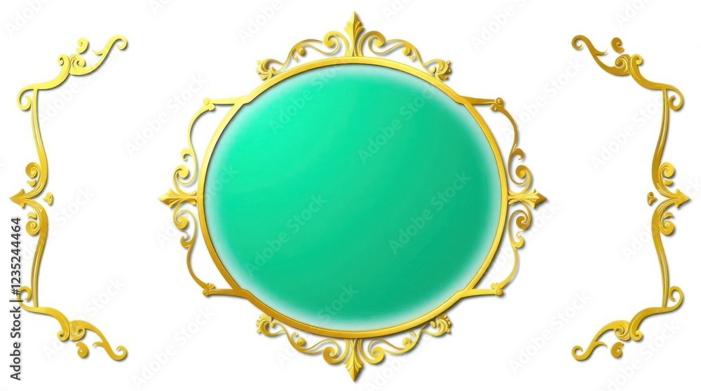 Decorative green and gold ornamental frame design Decorative green and gold ornamental frame design