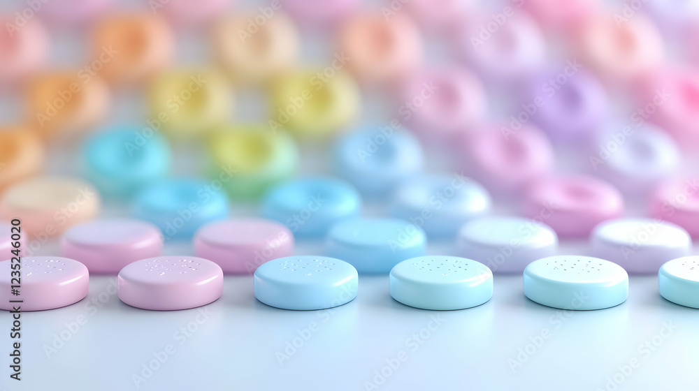 Pastel pills arranged on white background, healthcare concept Pastel pills arranged on white background, healthcare concept