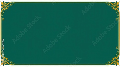 simple green background with a gold border, vector illustration 