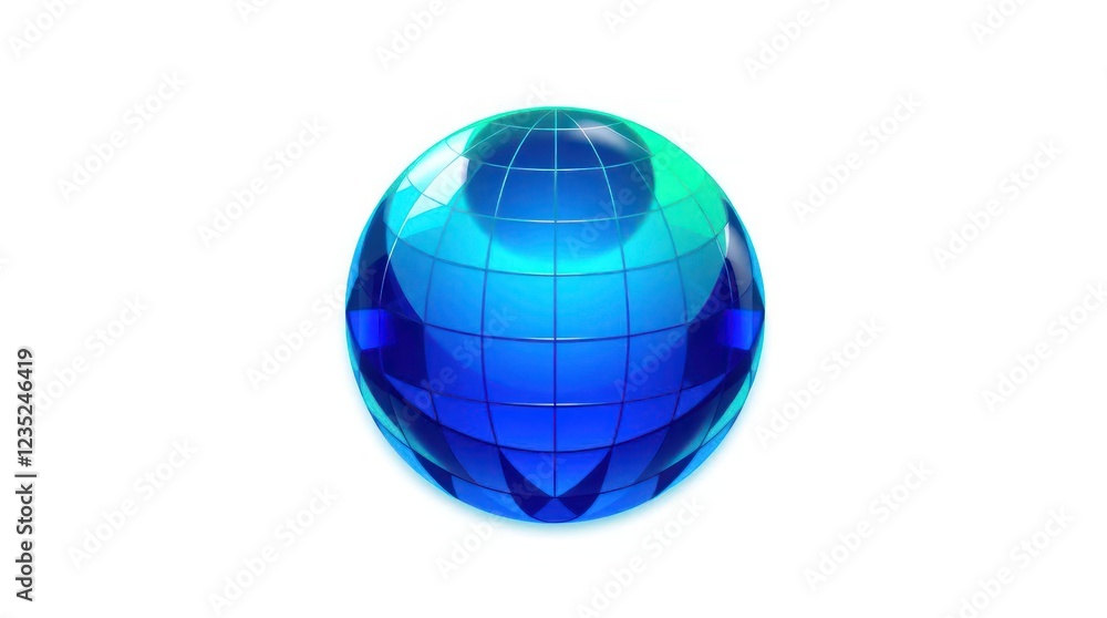 Futuristic vector design of a shiny blue digital globe with geometric details and a tech-inspired look Futuristic vector design of a shiny blue digital globe with geometric details and a tech-inspired look