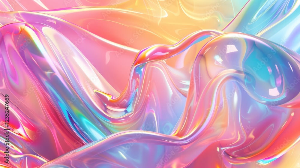 Fototapeta premium holographic colorful glass plastic shapes