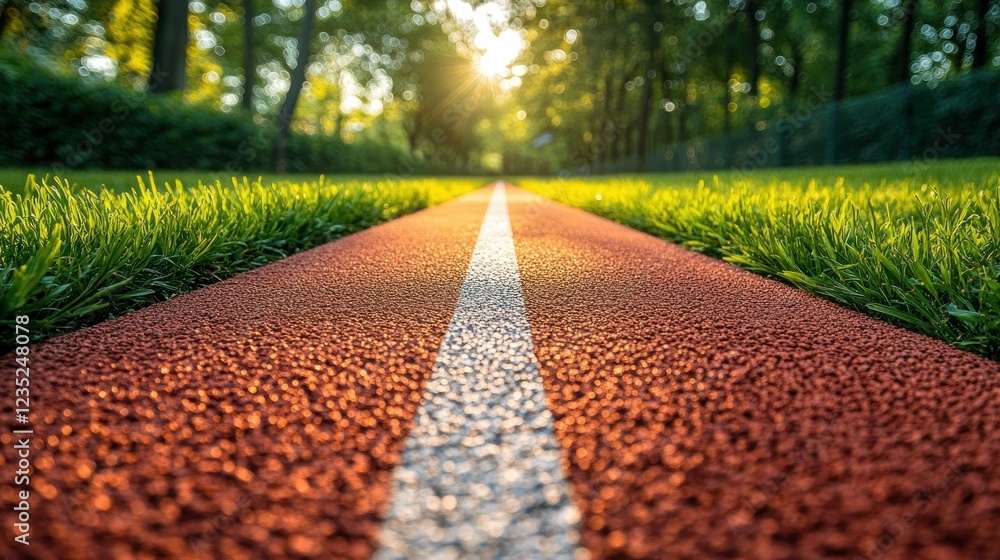 Obraz premium Sunny park running track, path leading to a bright future